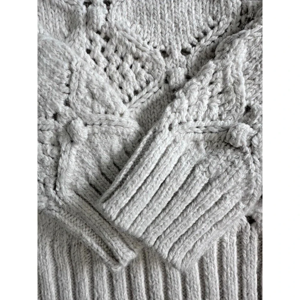 Lucky Brand Women's Open Stitch Pullover Sweater Top Whisper Off White XL